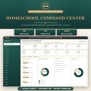 Homeschool Planner & Records System | Curriculum, Attendance, Grades (Google Sheets + PDF)