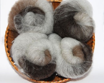 Shetland Grey Layered Spinning Batts, Se2Se - 5 ounces