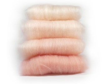 BFL/Silk Pink Ombre Spinning Batts - 4 ounces