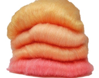 BFL/Silk Peach to Apricot Ombre Spinning Batts - 4 ounces