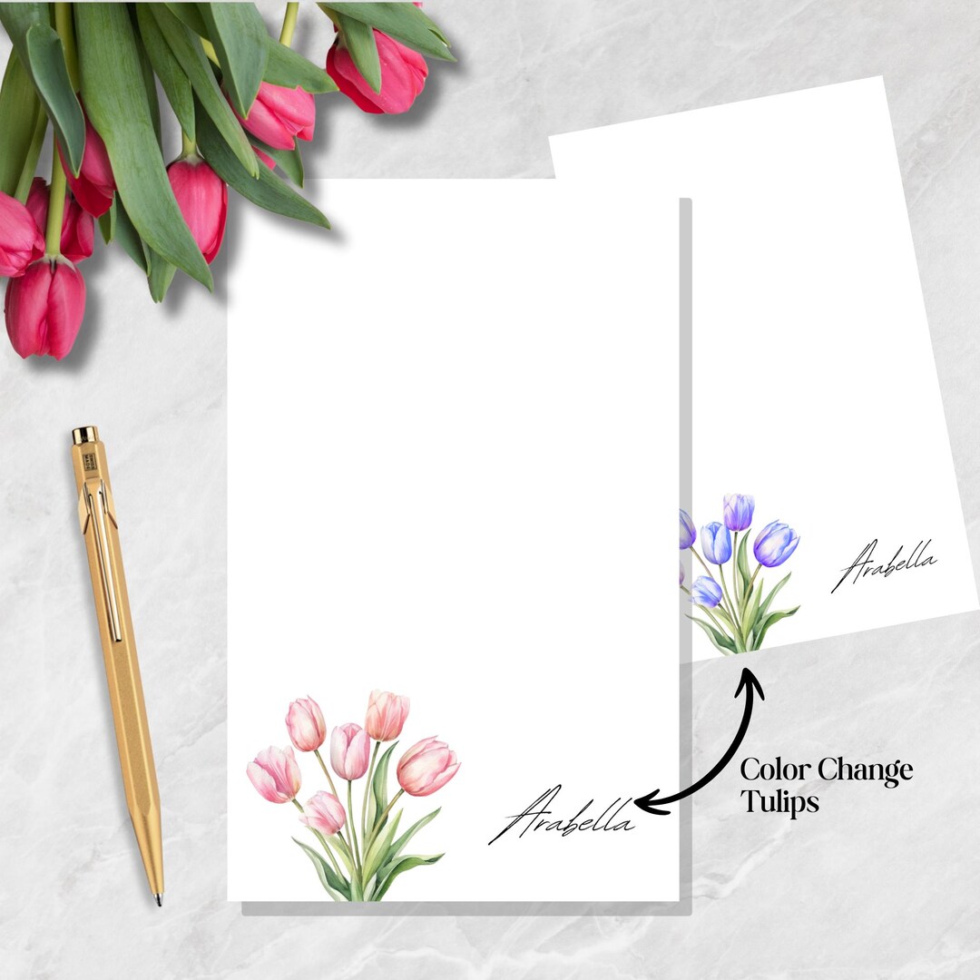 Floral Notepad – Beautiful Tulip Flower Design Personalized With Your ...