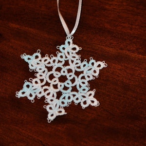Hand Tatted Snowflake Ornament Holiday Decoration Christmas Gift image 1