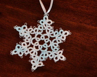 Hand Tatted Snowflake Ornament Holiday Decoration Christmas Gift