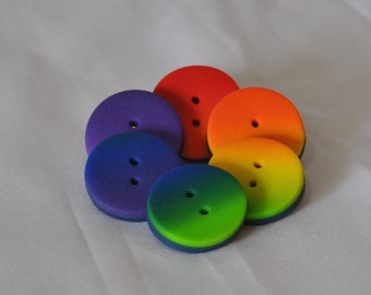 7/8 inch Rainbow Blended Buttons - Set of 6