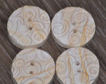 White, Cream, and Gold Swirl Buttons - Set of 3 Multiple Sizes Available