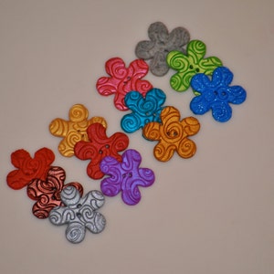 1 inch Specialty Swirl Flower Polymer Clay Buttons Set of 3 image 1