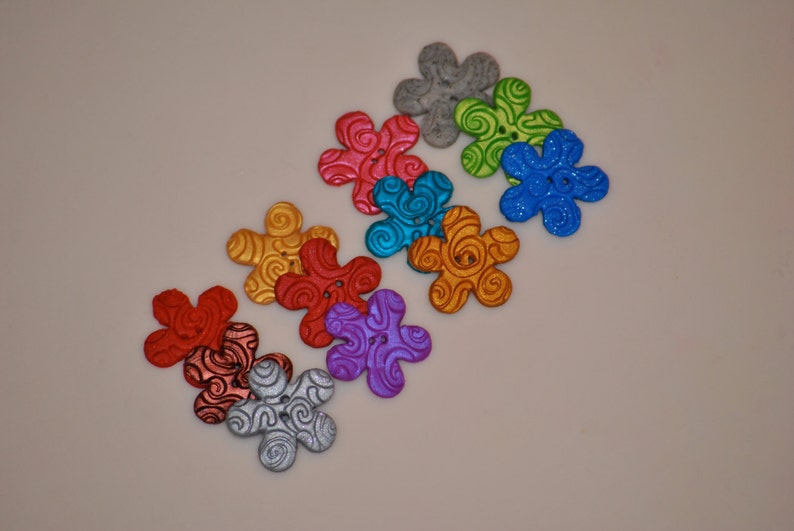 1 inch Specialty Swirl Flower Polymer Clay Buttons Set of 3 image 1