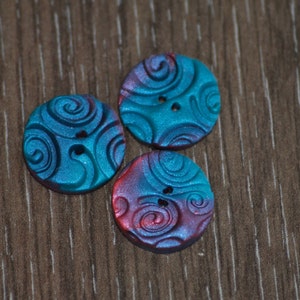 5/8 inch & larger Pink Purple and Blue Swirl Buttons - Set of 3
