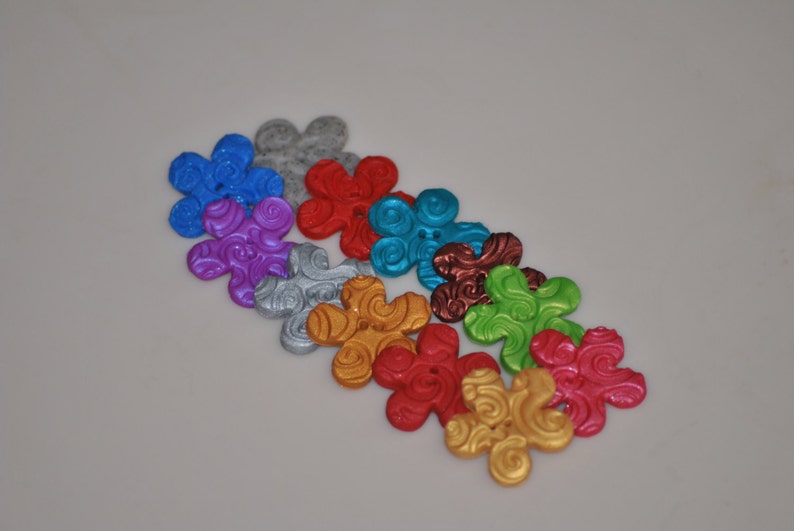 1 inch Specialty Swirl Flower Polymer Clay Buttons Set of 3 image 2