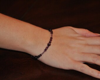 Purple Cat's Eye Memory Wire Bracelet