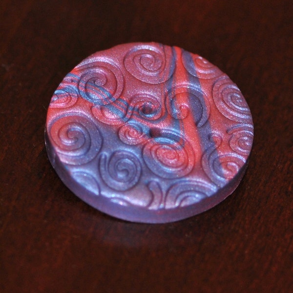 1 and 1/2 inch Hand Blended Pink, Blue, and Purple Swirled Button - XL Button