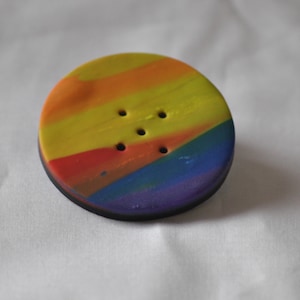 1 and 7/8 inch  Extra Large Button - Hand Made Rainbow Button - One of a Kind