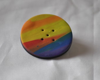 1 and 7/8 inch  Extra Large Button - Hand Made Rainbow Button - One of a Kind