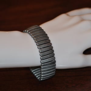 Elastic Gunmetal Beaded Bracelet - Double stranded unique bracelet