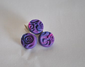 5/8 inch Pink Purple with a Hint of Blue Buttons - Set of 3 - Small Buttons