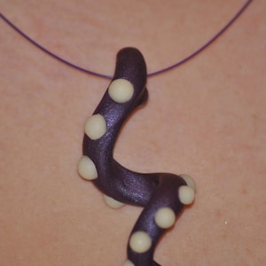 Polymer Clay Hand Made Octopus Inspired Necklace Glow in the Dark