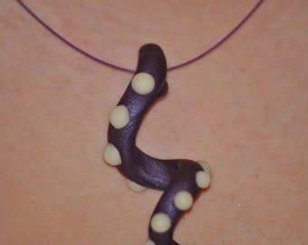 Polymer Clay Hand Made Octopus Inspired Necklace Glow in the Dark