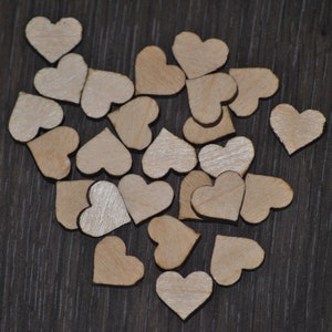 25 Extra Small Half Inch Wooden Hearts, Wood Confetti Hearts, Rustic Wedding Decor, Table Decorations