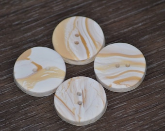Multiple Sizes Available  White, Cream, and Gold Swirl Buttons - Set of 4