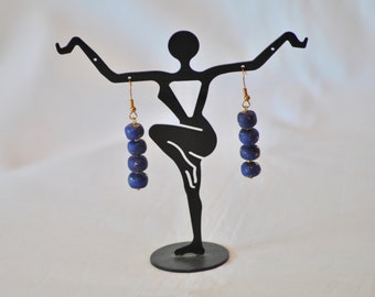 Handmade Polymer Clay Dangle Earrings - Purple with Gold Leaf speckles - Drop Earrings