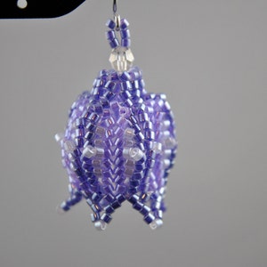 CLEARANCE 30% OFF - Hand beaded Purple and White Flower Earrings