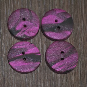 1 inch Purple and Black Sparkle Swirled Buttons Set of 4 OOAK Handmade image 2