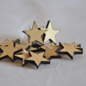 Set of 25 - 1 Inch Wooden Stars, Laser cut Blank Stars, Wood Confetti Stars, Rustic Wedding Decor, Table Decorations