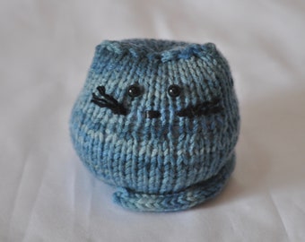 Blue Hues small sized hand made knit amigurumi stuffed cat/kitty cat/plush/stuffie/doll - desk decoration