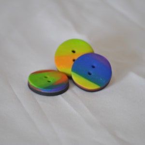 7/8 inch Rainbow Buttons - Hand Made layered swirled buttons - Set of 3