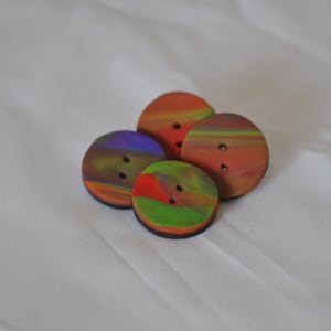 7/8 inch Rainbow Buttons - Hand Made layered swirled buttons - Set of 4