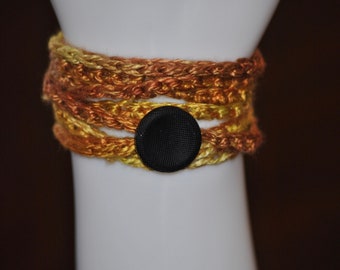 Bracelet / Necklace Hand Crocheted Beautiful Gold and Cooper - Multifunction Jewelry - Fashion Statement Day to Night