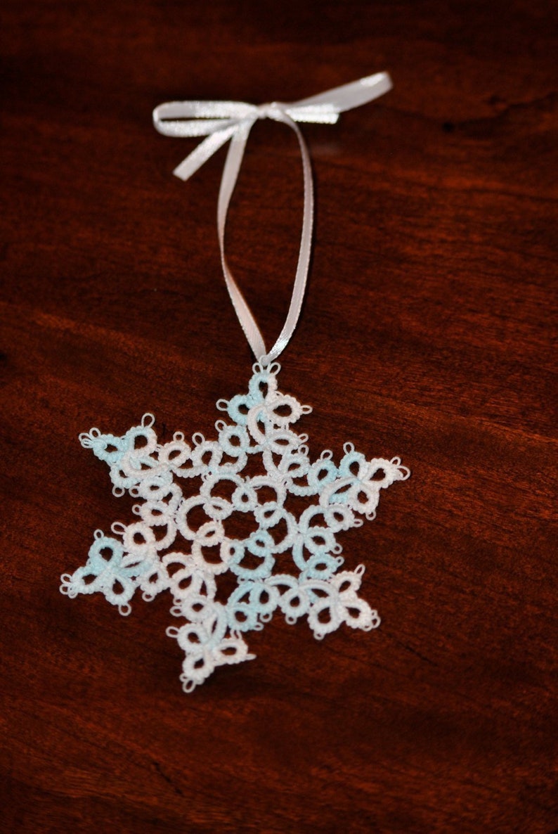 Hand Tatted Snowflake Ornament Holiday Decoration Christmas Gift image 1