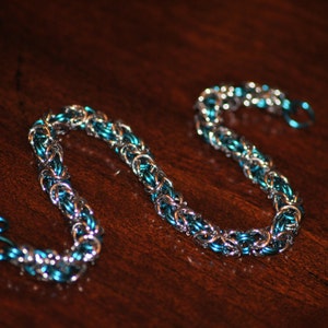 Handmade Chainmail bracelet, Turquoise and silver jump ring bracelet, Unique Bracelet, Longer Bracelet image 5