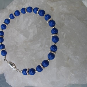 CLEARANCE 30% OFF - Mountain Jade Blue Bracelet with Sterling Silver Rondelles