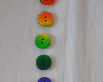 Botones de 5/8 de pulgada con mezcla de colores del arcoíris - Juego de 5