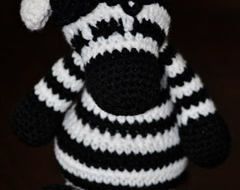 Large sized MADE TO ORDER crochet amigurumi stuffed zebra/animal lover gift/plush/stuffie/doll