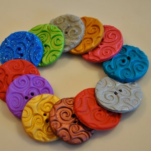 1 inch Specialty Swirl Circle Polymer Clay Buttons - Set of 3