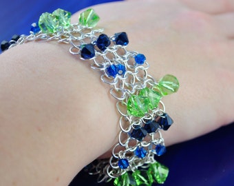 CLEARANCE 30% OFF - Sterling Silver Chain Bracelet featuring Swarovski Crystals