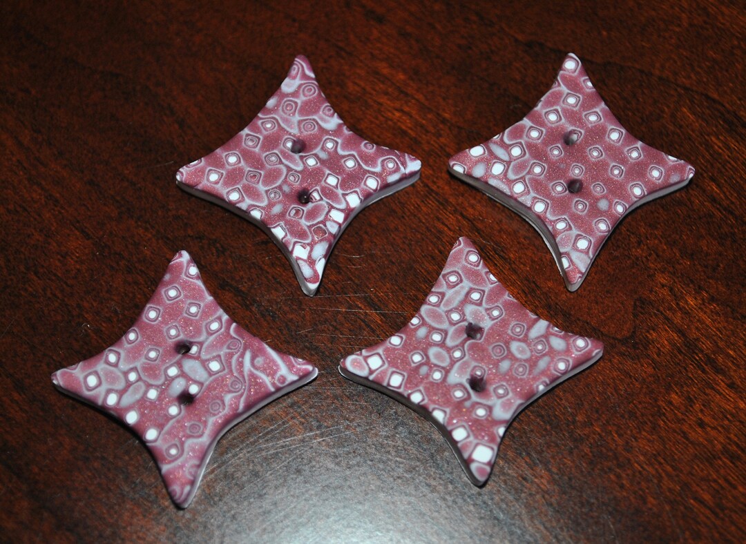 1 and 1/8 Inch Star Style Buttons Hand Made Layered Swirled Buttons Set ...