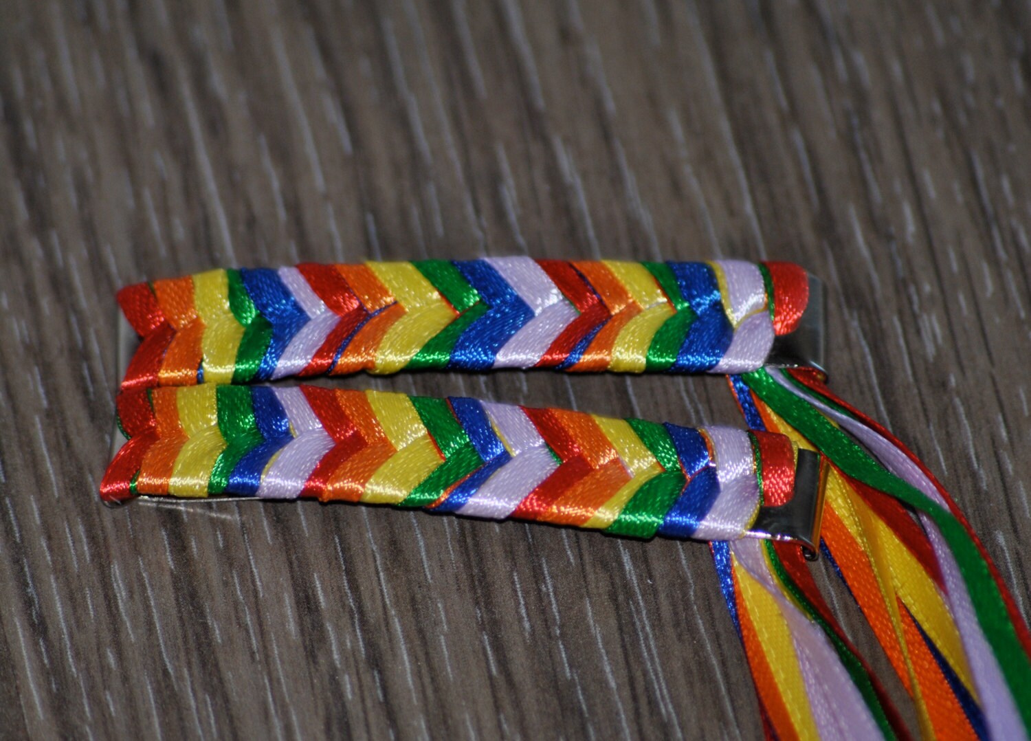 Braided Rainbow Ribbon Barrettes Rainbow Bright Inspired Etsy