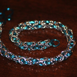 Handmade Chainmail bracelet, Turquoise and silver jump ring bracelet, Unique Bracelet, Longer Bracelet image 2