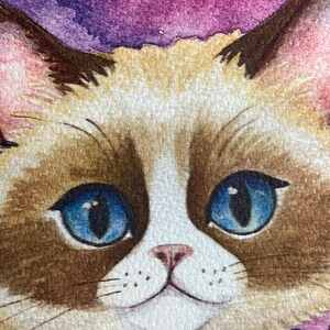 Cat Art Print, Cat Playing Bass, Cat Musician, Cat Lovers, Kitty Watercolor Fine Art Print, Bass Player, Upright Bass, Bass Fiddle image 3