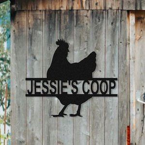 Personalisiertes Huhn Namensschild, benutzerdefiniertes Huhn Metallschild, Hühnerstall Coop Zeichen, Hühnerstall Wandkunst, Bauernhausdekor, Scheunendekor