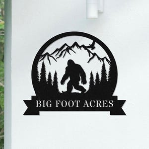 Custom Bigfoot Metal Name Sign, Bigfoot Mountain Sign, Metal Sasquatch Sign, Bigfoot Yard Decor, Bigfoot Crossing, Outdoor decor