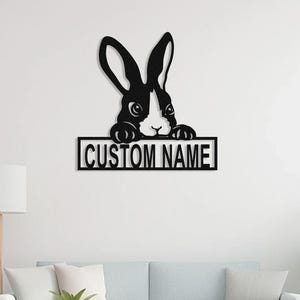 Custom Rabbit Metal Sign, Rabbit Wall Decor, Bunny House Hanging Sign, Rabbit Lovers Gift, Personalized Bunny Sign, Farm Sign, Ranch Decor