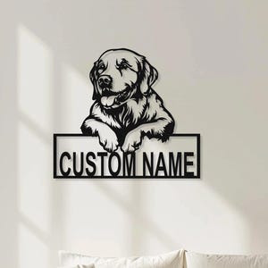 Custom Golden Retriever Metal Wall Art, Personalized Retriever Metal Name Sign, Golden Retriever Metal Decor, Dog Home Decor