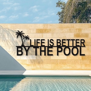 Letrero metálico personalizado de oasis de palmeras, decoración para piscina, decoración de palmeras, letrero personalizado de oasis para patio, letrero para patio, decoración de pared exterior