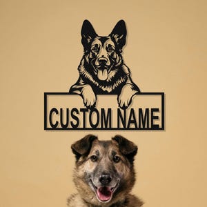 Personalized Metal German Shepherd Sign, Custom German Shepherd Name Sign, Metal Dog Sign, Dog Monogram Sign, Dog Mom Gift, Dog House Decor