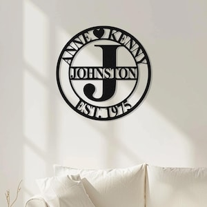 Custom Initial Metal Monogram, Personalized Family Name Sign, Custom Wall Art, Last Name Sign, Wedding Anniversary Gift, Housewarming Gift