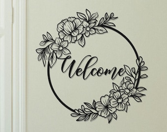 Metal Welcome Sign, Metal Wall Art, Front Door Decor, Outdoor Decor, Entryway Decor, Modern Home Decor, Wall Hangings, Housewarming Gift